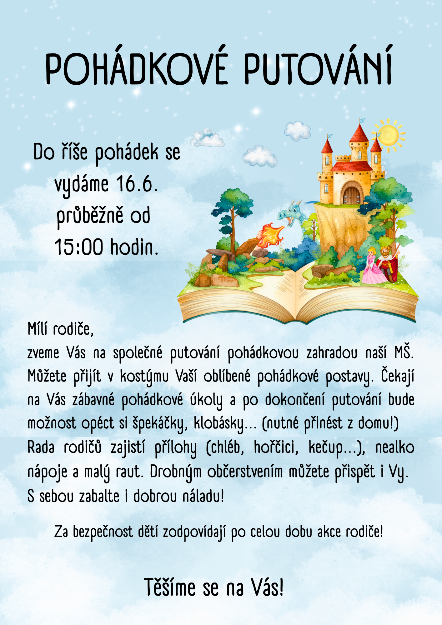 Pohádková stezka na zahradě MŠ 16.6. od 15 hodin